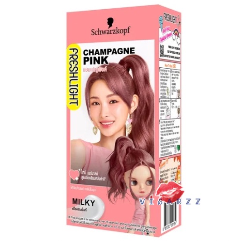 ( Champagne Pink) Schwarzkopf Freshlight Milky Color สีเเชมเปญพิ้งค์ สวารอฟสกี้ ยาย้อมสีผม ยาเปลี่ยนสีผม สีเเชมเปญพิ้งค์