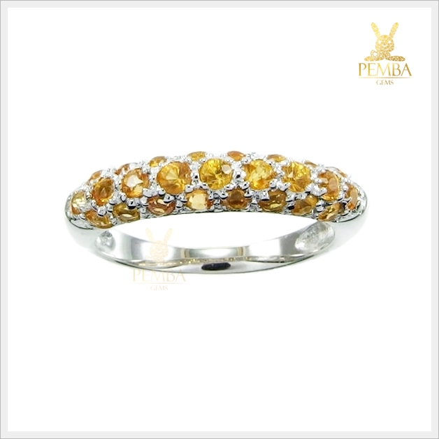 แหวนบุษราคัม เงินแท้925 ชุบทองคำขาว แหวนพลอยแท้