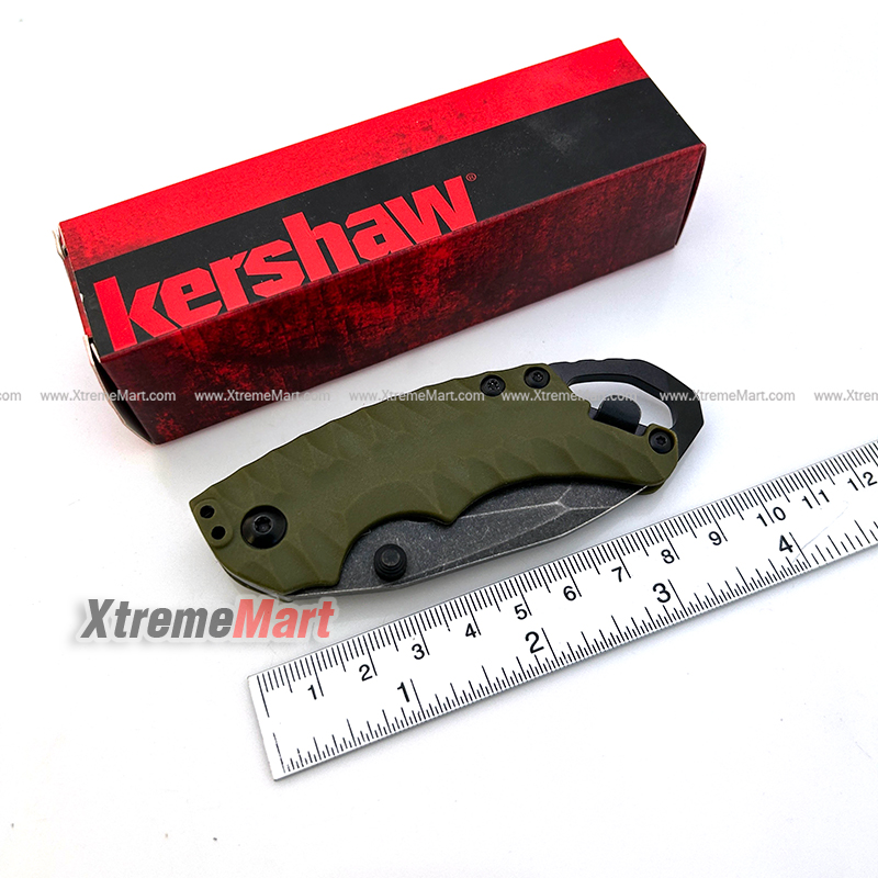 มีดพับ Kershaw 8750TOLBW Tanto Liner Lock Knife (สีเขียว) พร้อมคลิปหนีบกระเป๋าเท่ๆ