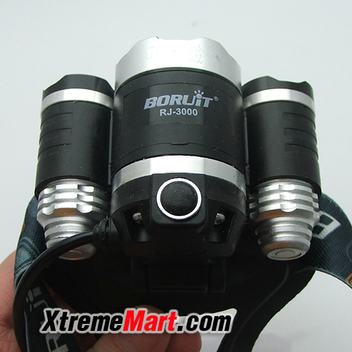 ชุดเซตไฟฉายคาดหัว 3 หลอด Boruit CREE Headlamp Headlight 18650 x 2