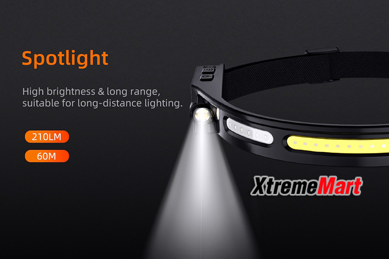 ไฟฉายคาดหัว Superfire HL76 LED + COB แสงขาว + ไฟข้างสีแดง พร้อมระบบ Sensor มือโบกเปิด-ปิด (ชุดละ)