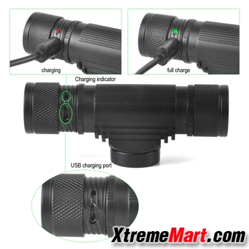 ชุดไฟฉายคาดหัว 1หลอด บอดี้อลูมินั่ม สว่าง 1000ลูเมนส์ แสงขาว + แบตเตอรี่18650 + สายชาร์จ USB