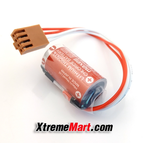 แบตเตอรี่ Maxell ER17/33 3.6V ขั้วน้ำตาล 1600mAh Lithium PLC Battery (4 Hole Brown Connector)