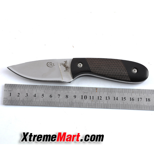 มีด COLT CT-868 / CT-343 Outdoor Camping Tool Pocket knives Survival Hunting Knife Fixed Full tang Wood handle 8Cr13Mov blade FK369 พร้อมซองหนัง