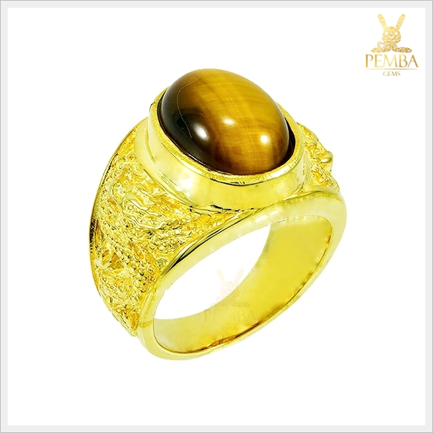 แหวนตาเสือ เงินแท้925 ชุบทองคำ โดดเด่นสะดุดตา ใส่เพิ่มความมั่นใจ