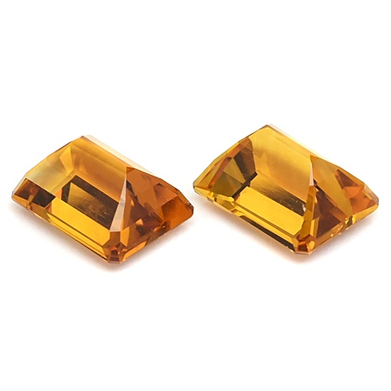 Couple Citrine พลอยซิทริน รูปสี่เหลี่ยมตัดมุมคู่ Octagon น้ำหนักรวม 4.22 กะรัต ขนาด 9x7 มิล สีเหลืองโทนส้ม เนื้อสะอาดไม่มีตำหนิ