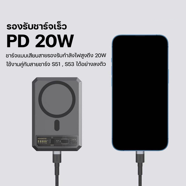 แบตสำรอง Eloop Orsen E53/EW54/EW55 Magnetic 10000, 20000mAh แบตสำรองไร้สาย Wireless Charger