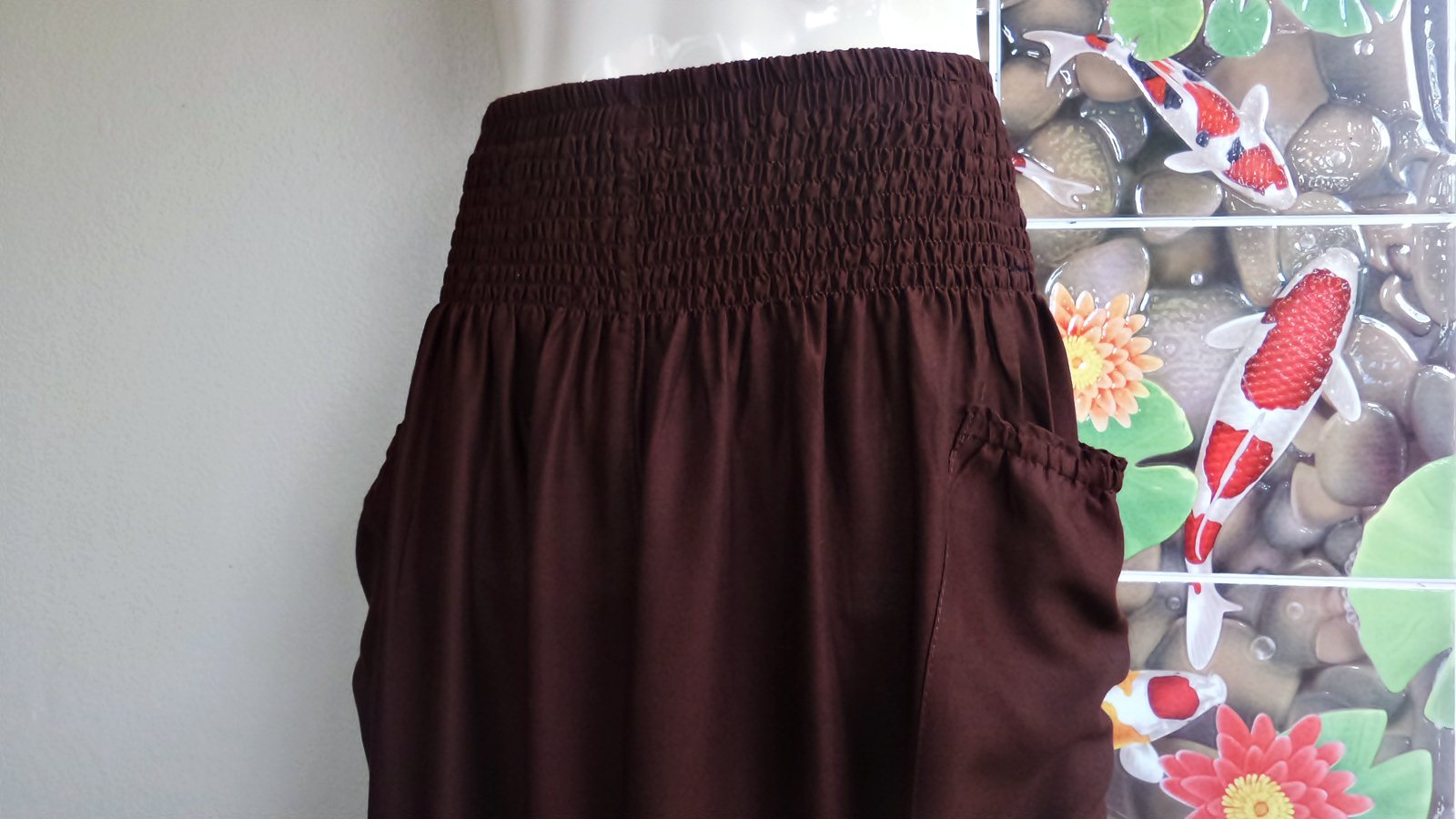 กางเกง อาลาดิน ขาจั๊ม สีน้ำตาล