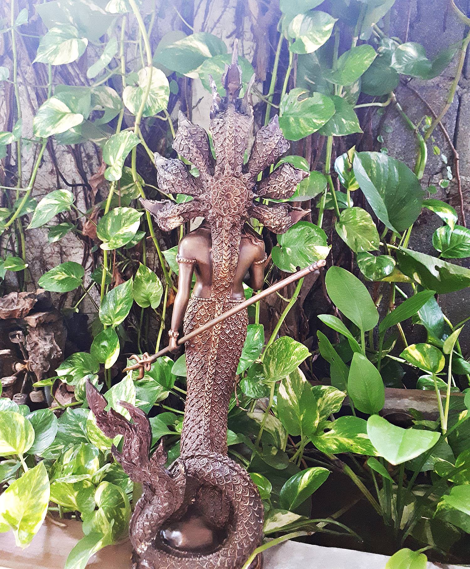 รูปหล่อ พญานาคราช ท่านปู่นาคา-ศรีสุทโธ ปางประทานพรกายมนุษย์ครึ่งนาค นาคปรก 7หัว เศียร เนื้อโลหะทองเหลืองสัมฤทธิ์ (สูง22นิ้ว) (ขายปลีก ขายส่ง)