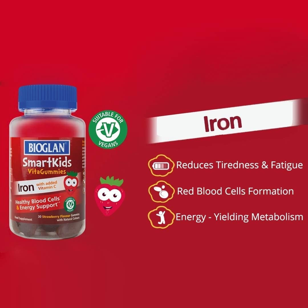 ธาตุเหล็กสำหรับเด็กชนิดกัมมี่ BIOGLAN SmartKids VitaGummies Iron with added Vitamin C