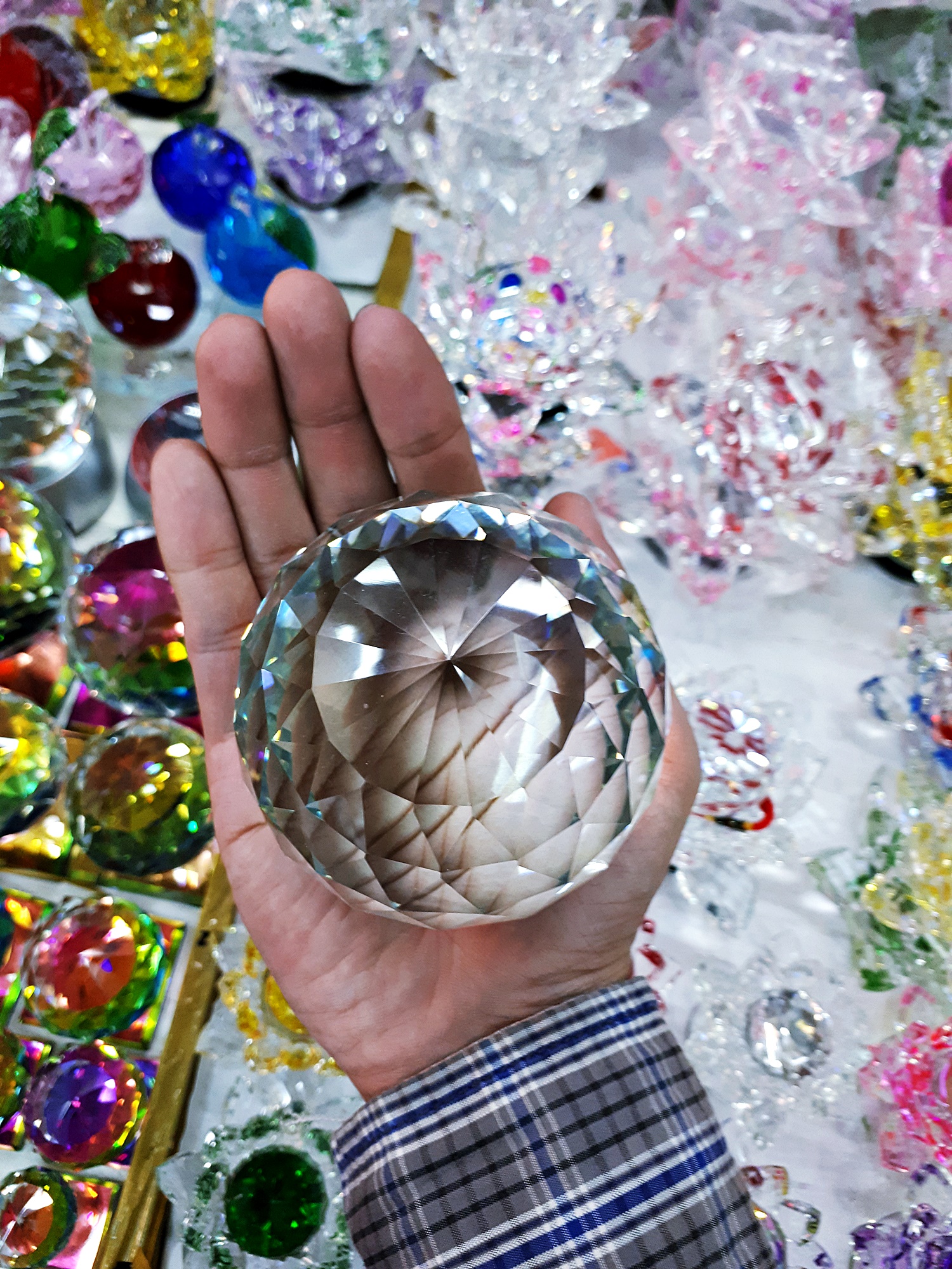 ลูกแก้ว คริสตรัล เหลี่ยม ปรับฮวงจุ้ย สะท้อนแสง (ขนาด 20/15/13/8/6/5/4/3 ซม )