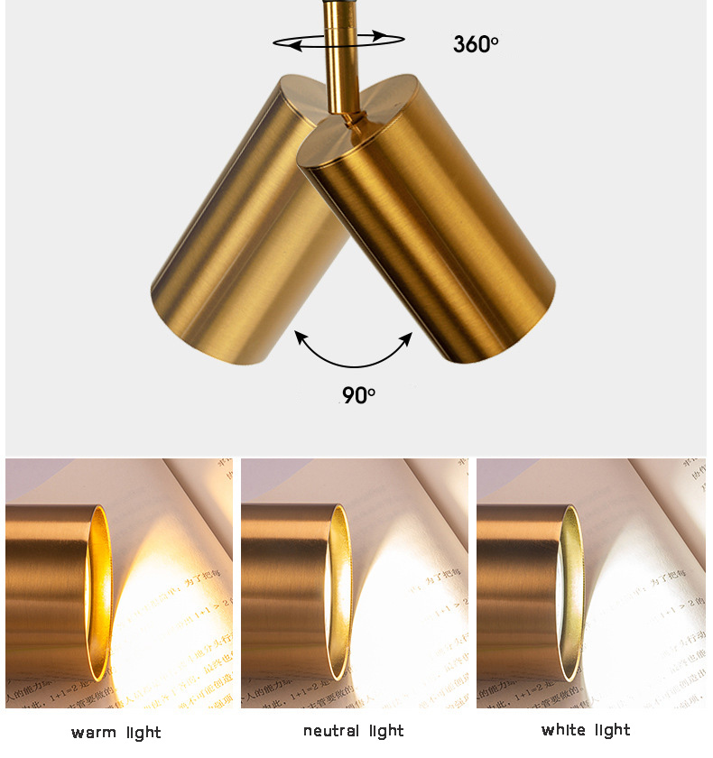 โคมไฟแทรคไลท์แบบคานยาวสีดำมีขาเหล็กแขวนเพดานกระบอกโคมสีทอง [BD040-Gold]