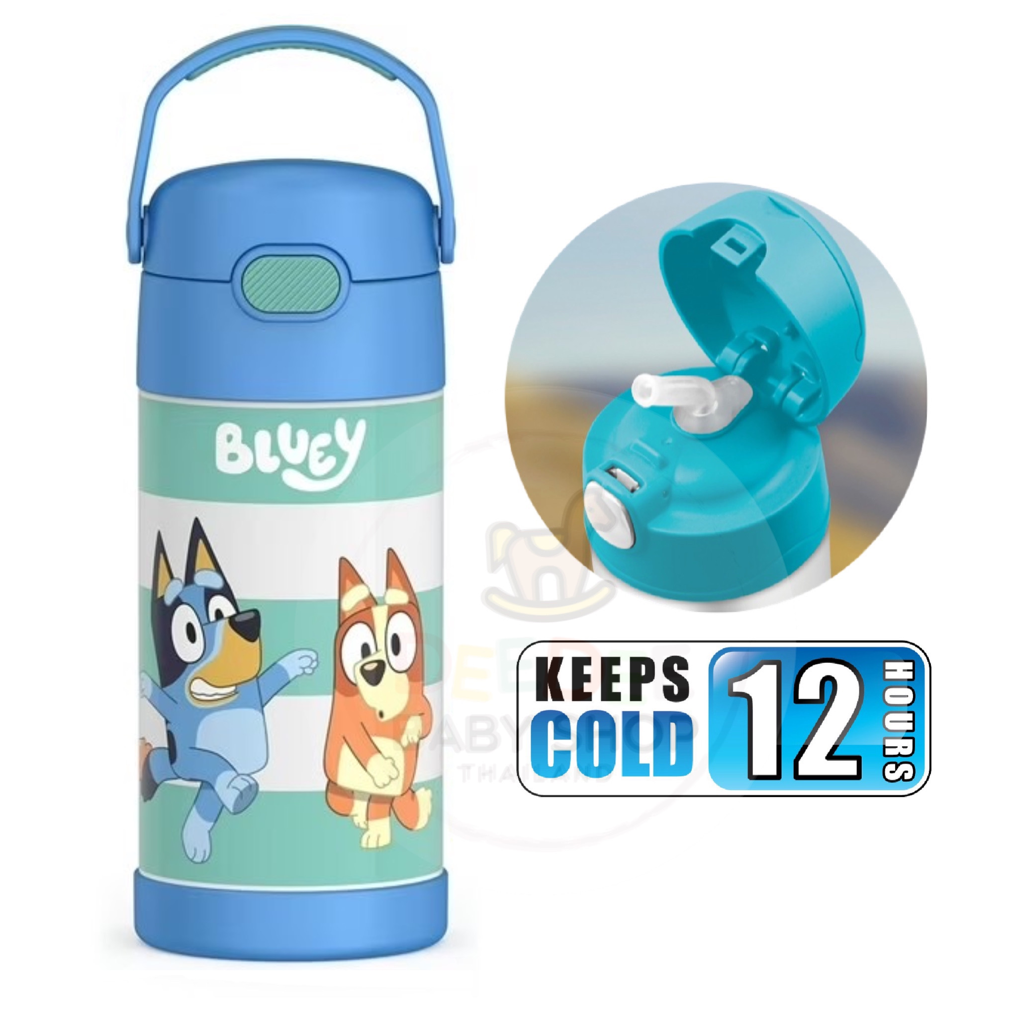 กระติกน้ำสเตนเลสรักษาอุณหภูมิ Thermos Bluey FUNtainer Vacuum Insulated Stainless Steel Bottle 12OZ with Bali Handle