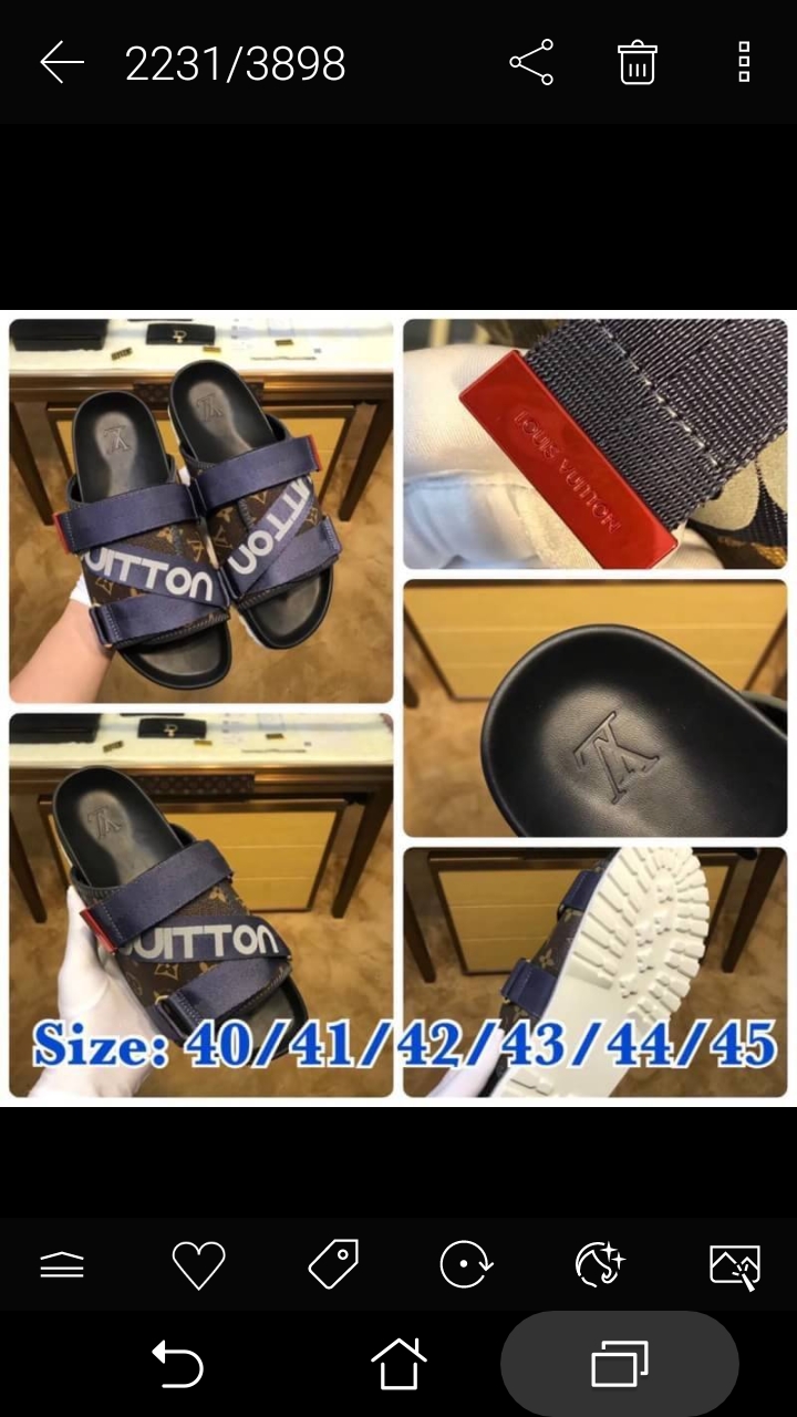 รองเท้าแตะ lv sandal ชาย สีน้ำเงิและเขียว