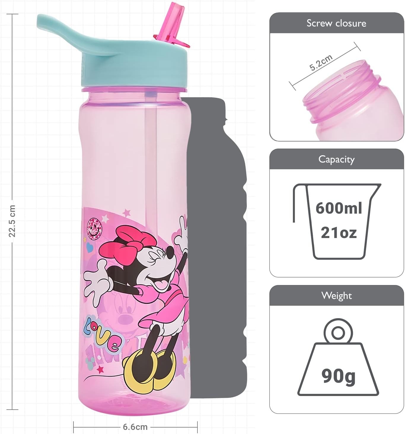 กระติกน้ำแบบหลอดดื่มสำหรับเด็ก DNC Disney Minnie Happy Sport Bottle 600ml