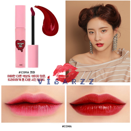 3CE Tattoo Lip Tint # Coma ทิ้นรูปแบบใหม่ ทาแล้วปากไม่แห้ง สีติดทนนาน