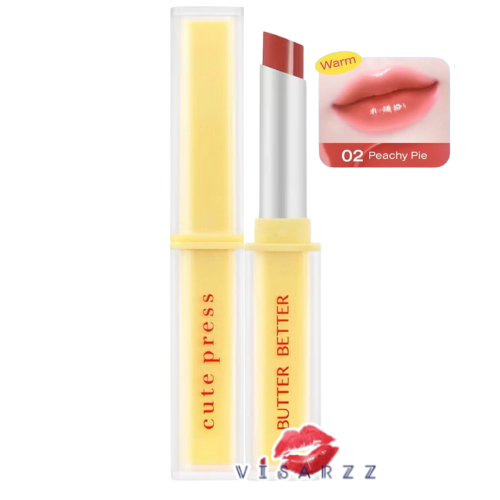 (02 Peachy Pie) Cute Press Butter Better Plumping Lip Tint Gel SPF 40 PA+++ คิว เพลส บัตเตอร์ เบทเทอร์ พลัมปิ้ง ลิป ทินท์ สีชัดสดใสติดทนกว่าที่เคยเพียงปาดเดียว
