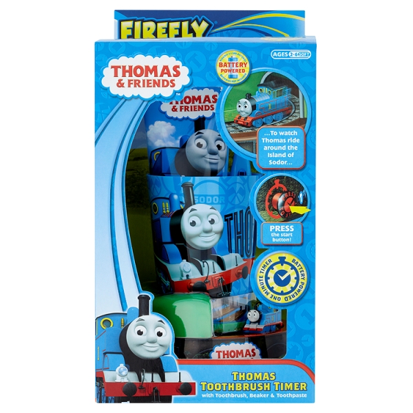 ชุดอุปกรณ์แปรงสีฟันสำหรับเด็กพร้อมตัวจับเวลา FireFly Thomas & Friends Toothbrush Timer with Toothbrush, Beaker & Toothpaste