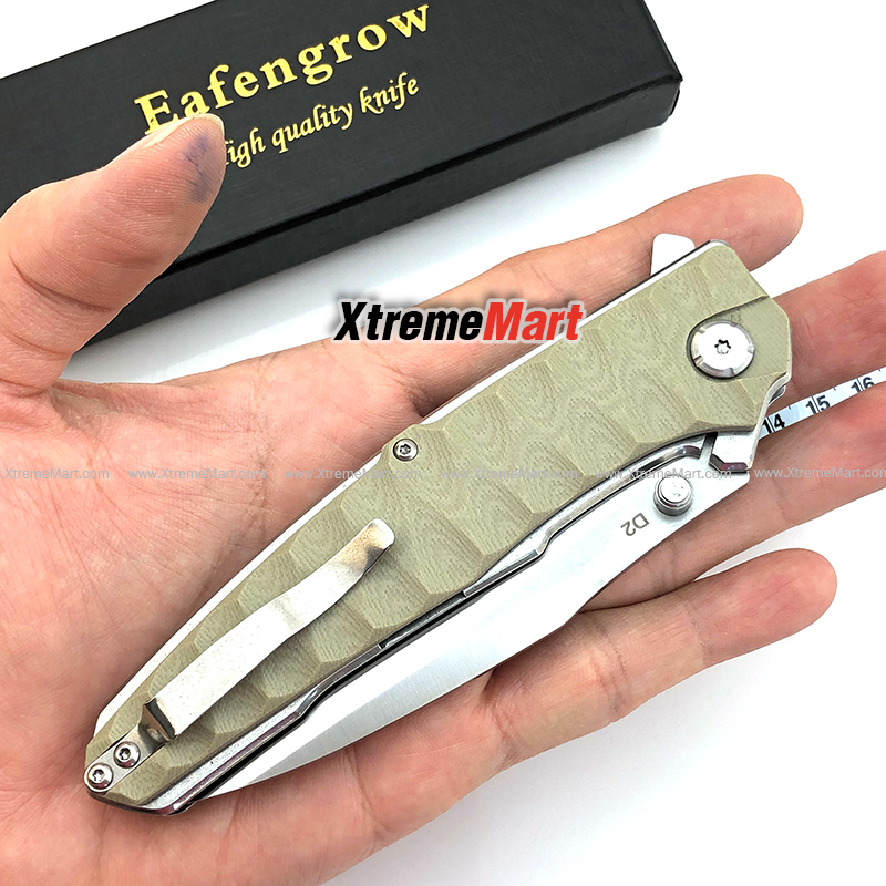 มีดพับ Eafengrow EF913 ด้ามน้ำตาล ใบ Tanto D2 Blade ด้าม G10 Handle Folding knife Survival Camping tool tactical knife (เล่มละ)