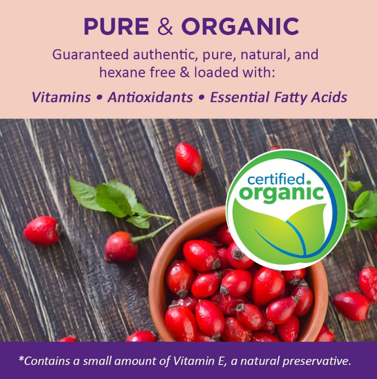 น้ำมันเมล็ดโรสฮิปปลอดสารพิษ Life-flo Cold Pressed Organic Pure Rosehip Seed Oil