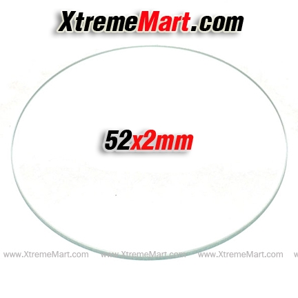 กระจกใสสำหรับไฟฉาย 52mm x 2mm glass lens for flashlight เลนส์กระจกสำหรับ MAGLITE 2D, 3D, 4D, 5D, 6D และ Trustfire 3T6