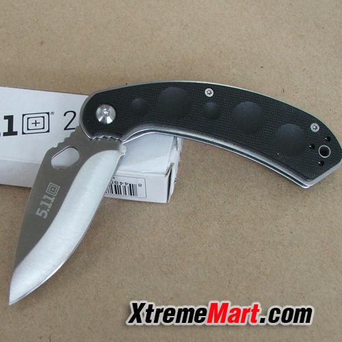 มีดพับ 5.11 Folding knife, 440Cplain edge,satin finish,G10 handle W/ pocket clip&lanyard hole