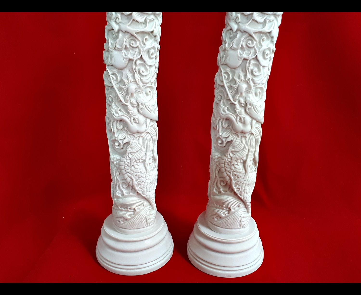 งาช้าง (จำลอง) เนื้อเรซิ่น สีขาว ลายมังกร (ขายปลีก ขายส่ง)