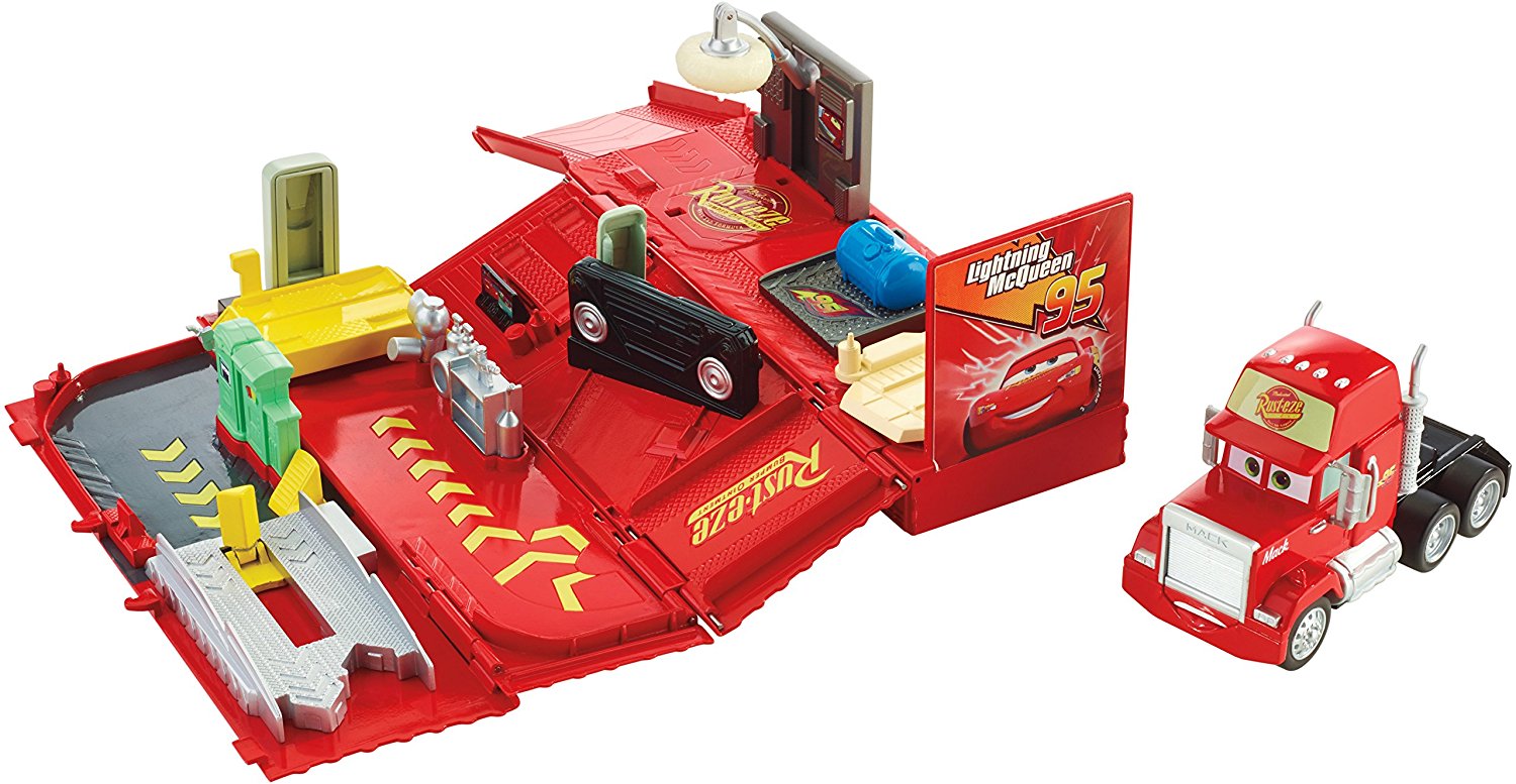 กล่องรถพร้อมกิจกรรมซ่อมบำรุงรถยนต์ Disney Pixar Cars Wheel Action Drivers Mack Playset