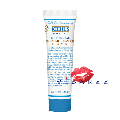 mfg.01/2019 (Tester) Kiehl's Blue Herbal Acne Cleanser Treatment 30mL โฟมล้างหน้าเนื้อเจล ช่วยทำความสะอาดรูขุมขนและขจัดสิ่งสกปรก ป้องกันและลดสิว อักเสบ สิวหัวดำ และสิวหัวขาว