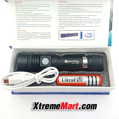 ชุดเซตไฟฉายซูม Raypal รุ่น APL-518 19000W แสงขาว Cree XML-T6 Led Zoom Flashlight