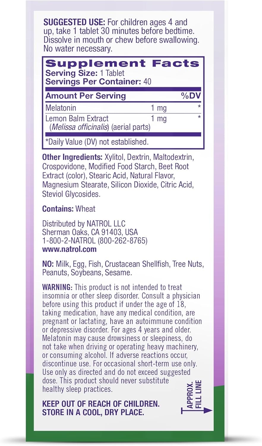 เม็ดอมเสริมการนอนหลับสำหรับเด็ก NATROL Kids Melatonin Sleep Fast-Dissolve Tablets