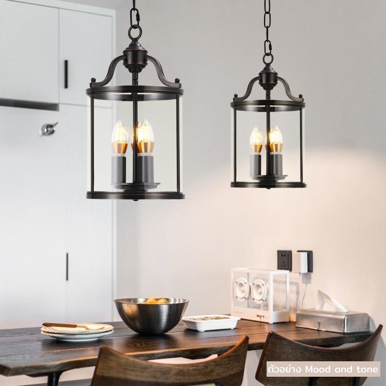 โคมไฟแขวนเพดานกระจกใสทรงกระบอกสไตล์อเมริกัน [GLS-1108]
