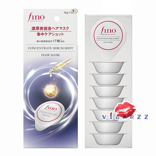 (New) Shiseido Fino Concentrate Serum Shot Hair Mask 10g x 8 ฟิโน่ แฮร์มาส์กที่อัดแน่นด้วยเซรั่มบำรุงผมเข้มข้น เพื่อฟื้นฟูผมแห้งเสียให้กลับมามีความชุ่มชื้น ดูมีน้ำหนัก