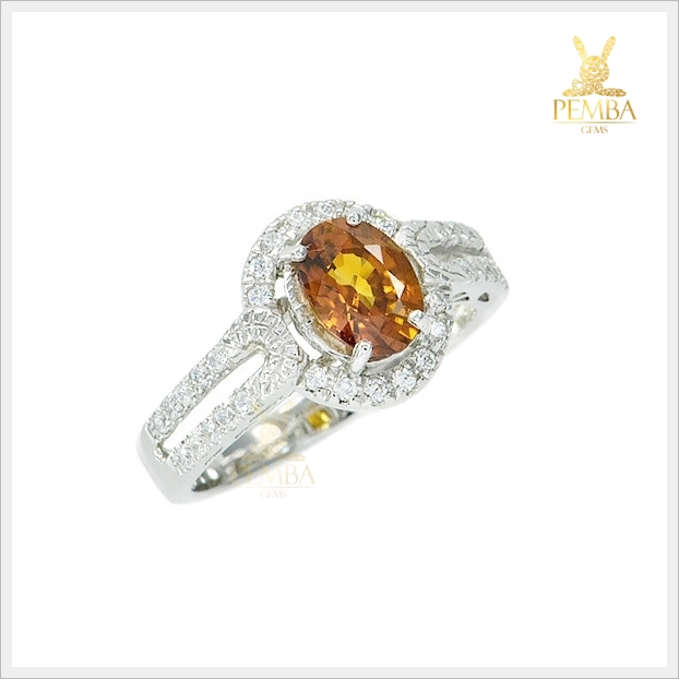 แหวนเพทายแท้ สีเหลืองทอง สวยใสน้ำงาม เงินแท้925 แหวนพลอยแท้