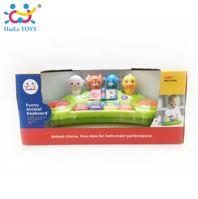 คีย์บอร์ดดนตรีพร้อมตุ๊กตาสัตว์แสนสนุก Huile Toys Funny Animal Keyboard