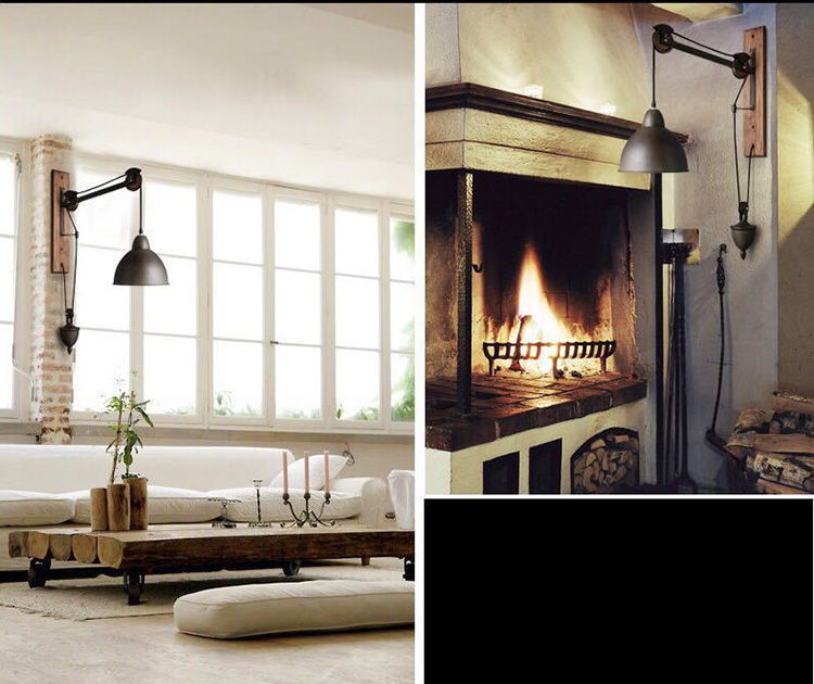 โคมไฟติดผนังสไตล์ Industrial ฐานไม้ รุ่น [17080]