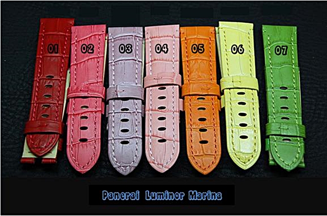สายนาฬิกา Panerai แบบสายหนังลายจระเข้ Size 22 mm.