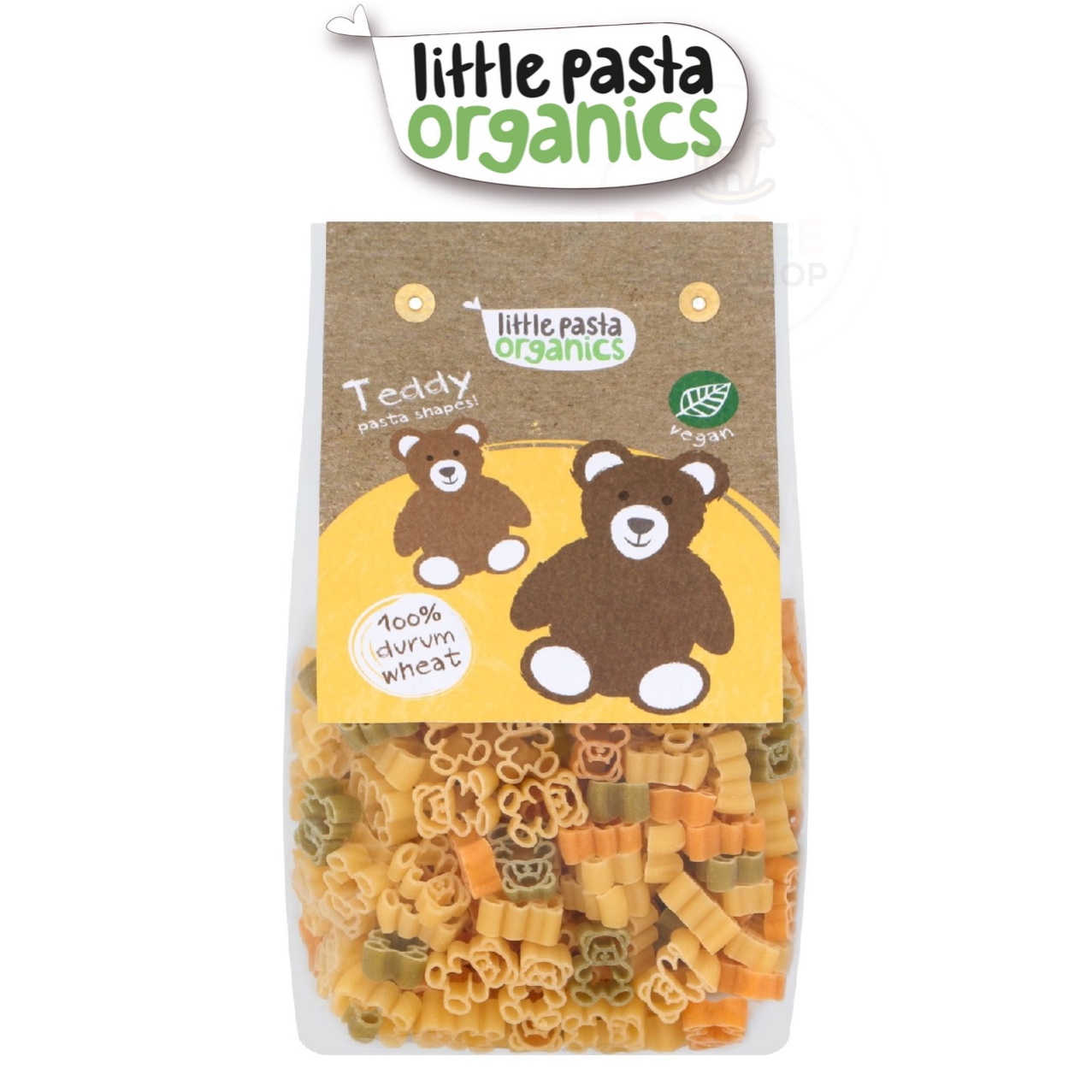 เส้นพาสต้าดูรัมโฮลวีทออแกนิกสำหรับเด็ก Little Pasta Organics Pasta Shapes (Teddy)