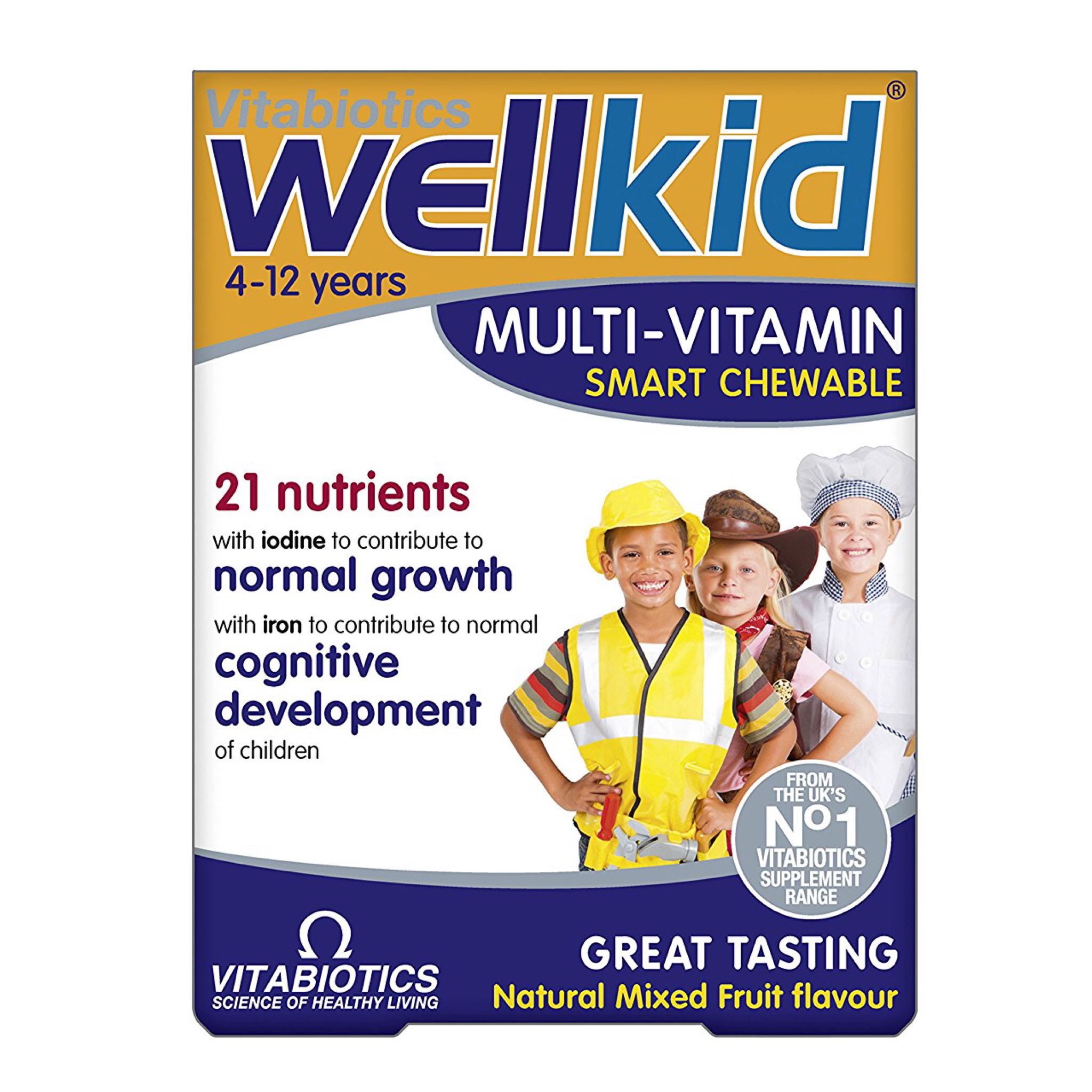 วิตามินรวมสำหรับเด็กชนิดเม็ดเคี้ยวอร่อย Vitabiotics WellKid Smart Chewable
