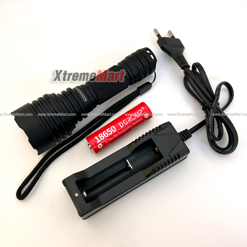 ชุดเซต ไฟฉาย Convoy C8+ หลอด XPL HI V2 แสงขาว สว่างมาก LED พร้อมแบตเตอรี่ และ เครื่องชาร์จ