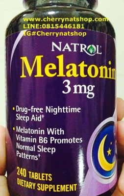 วิตามินช่วยให้นอนหลับง่าย แก้ปัญหาโรคนอนไม่หลับNatrol Melatonin 3 mg จำนวน240Tablets ผสมB6+แคลเซียม