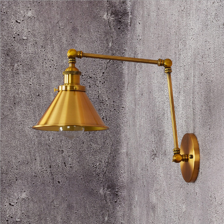 โคมไฟติดผนังติดกำแพงภายในแขนปรับ 2 Step สีทองสไตล์วินเทจ [B005]
