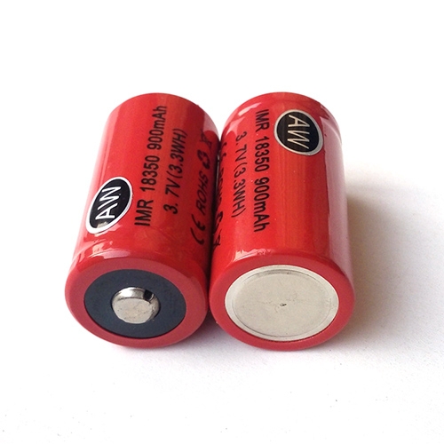 แบตเตอรี่ AW-OEM IMR 18350 3.7V 900mAh, 12A High Drain Current (ราคาก้อนละ)