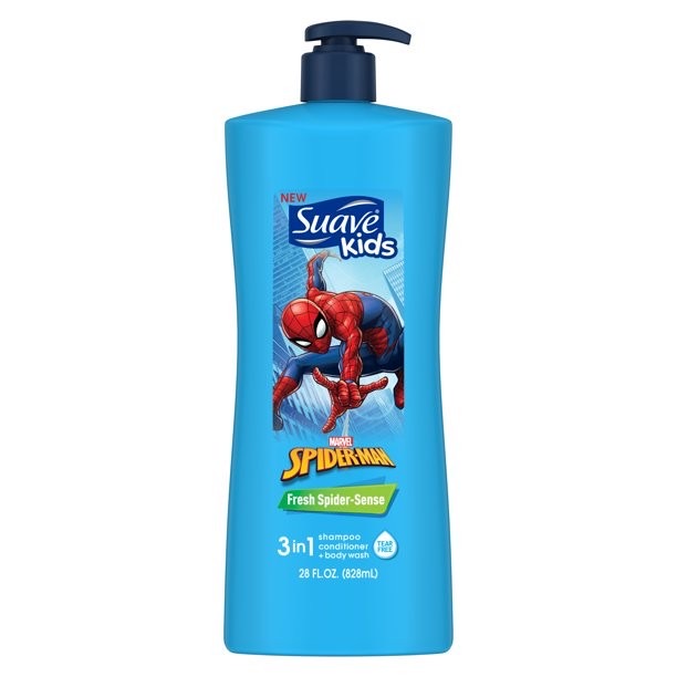 แชมพูผสมครีมนวดผมและสบู่เหลวสำหรับเด็ก Suave Kids Marvel's Spider-Man The Movie 3-in-1 Shampoo, Conditioner & Body Wash