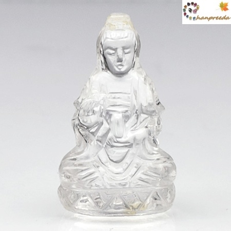 Untreated Natural Quartz Carving Guan Yin พลอยแกะสลักรูปพระแม่กวนอิม น้ำหนัก 11.08 กะรัตสีขาว Colorless สีขาวทั้งองค์