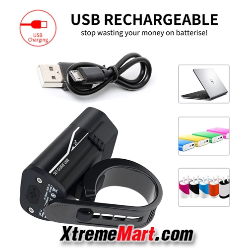 ไฟหน้าจักรยาน รุ่น HYD-018 with Warning LED Side Light and USB rechargeable Bicycle Light (Black)