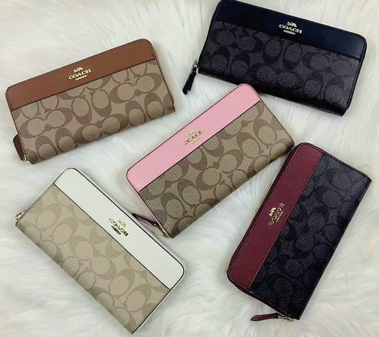 COACH F76873 ACCORDION ZIP WALLET IN SIGNATURE CANVAS (แอดไลน์ก่อนสั่งซื้อ)