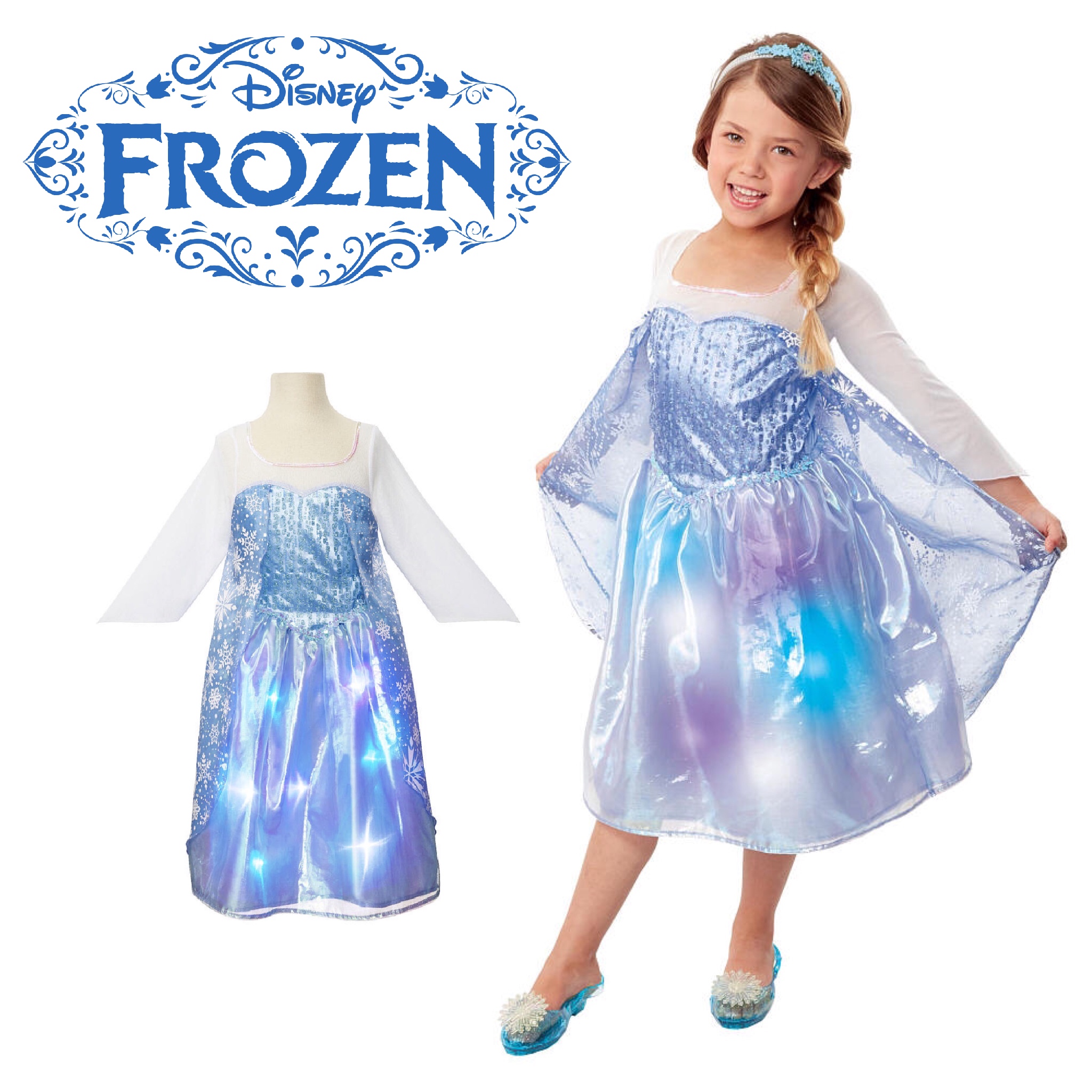 ชุดคอสตูมเจ้าหญิงเอลซ่าสุดฮิต Disney Disney Frozen Nothern Lights Elsa Music and Light-Up Dress