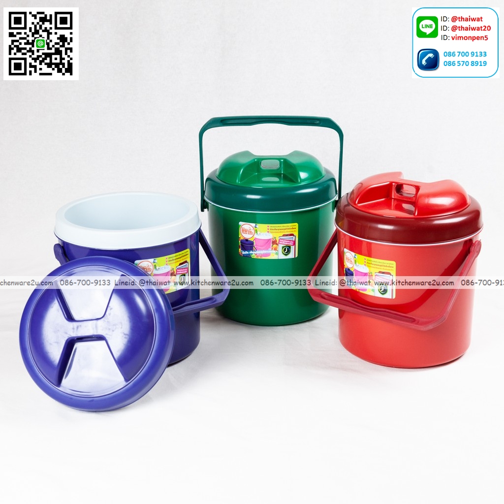P00164 กระติกน้ำ 6 ลิตร (24*24*30 cm) (ราคาขายส่งต่อ 1 โหล : 12 ใบ)