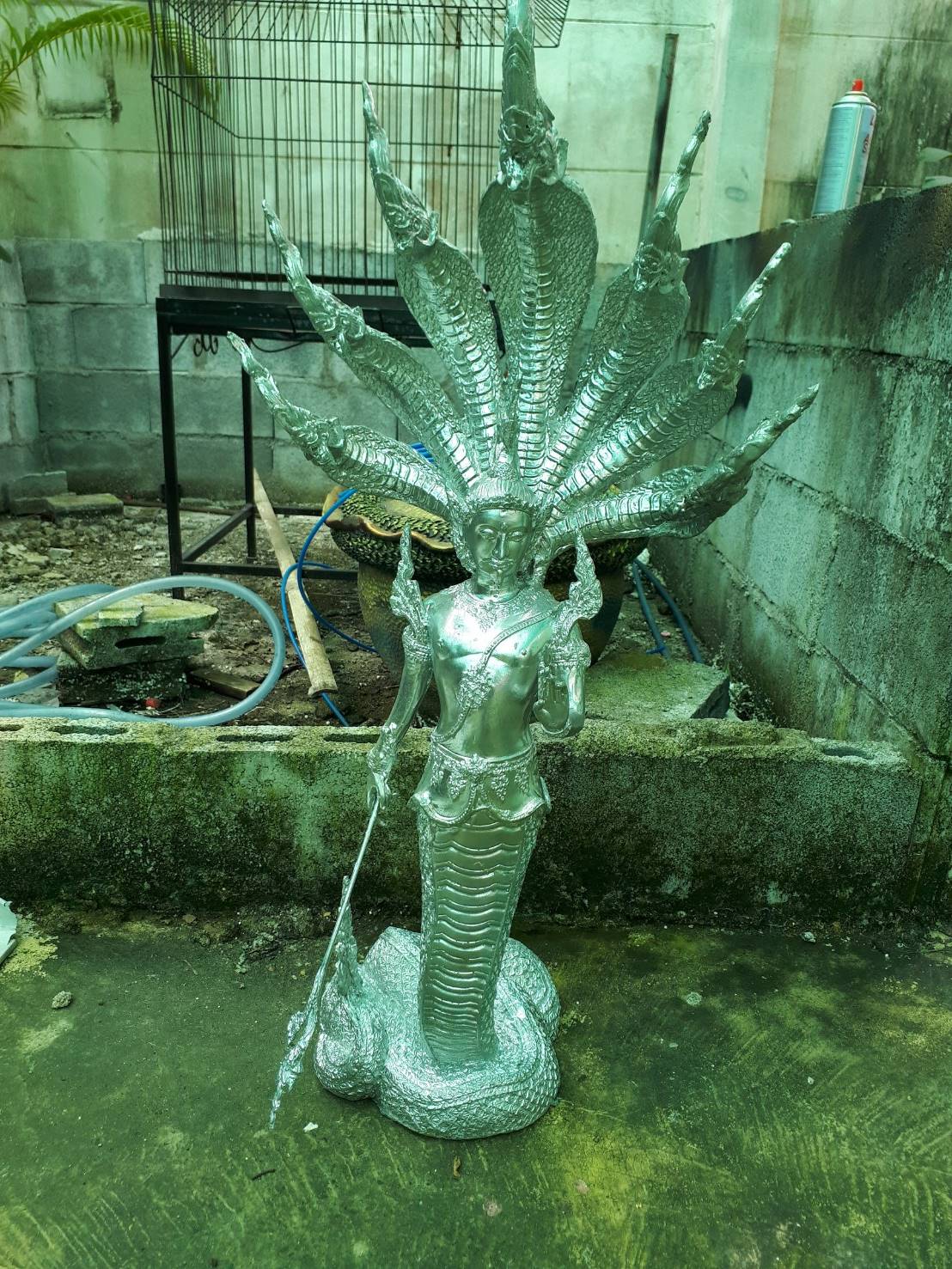 รูปหล่อพญานาคราช ท่านปู่นาคา ปู่ศรีสุทโธ 7เศียร นาคปรกพญานาค7ตน เนื้อโลหะเงินยวง (ขายปลีก ขายส่ง ราคาตามจำนวน)